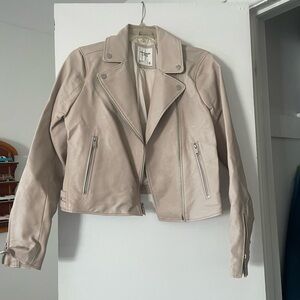 A&F Women's Beige Faux Leather Jacket